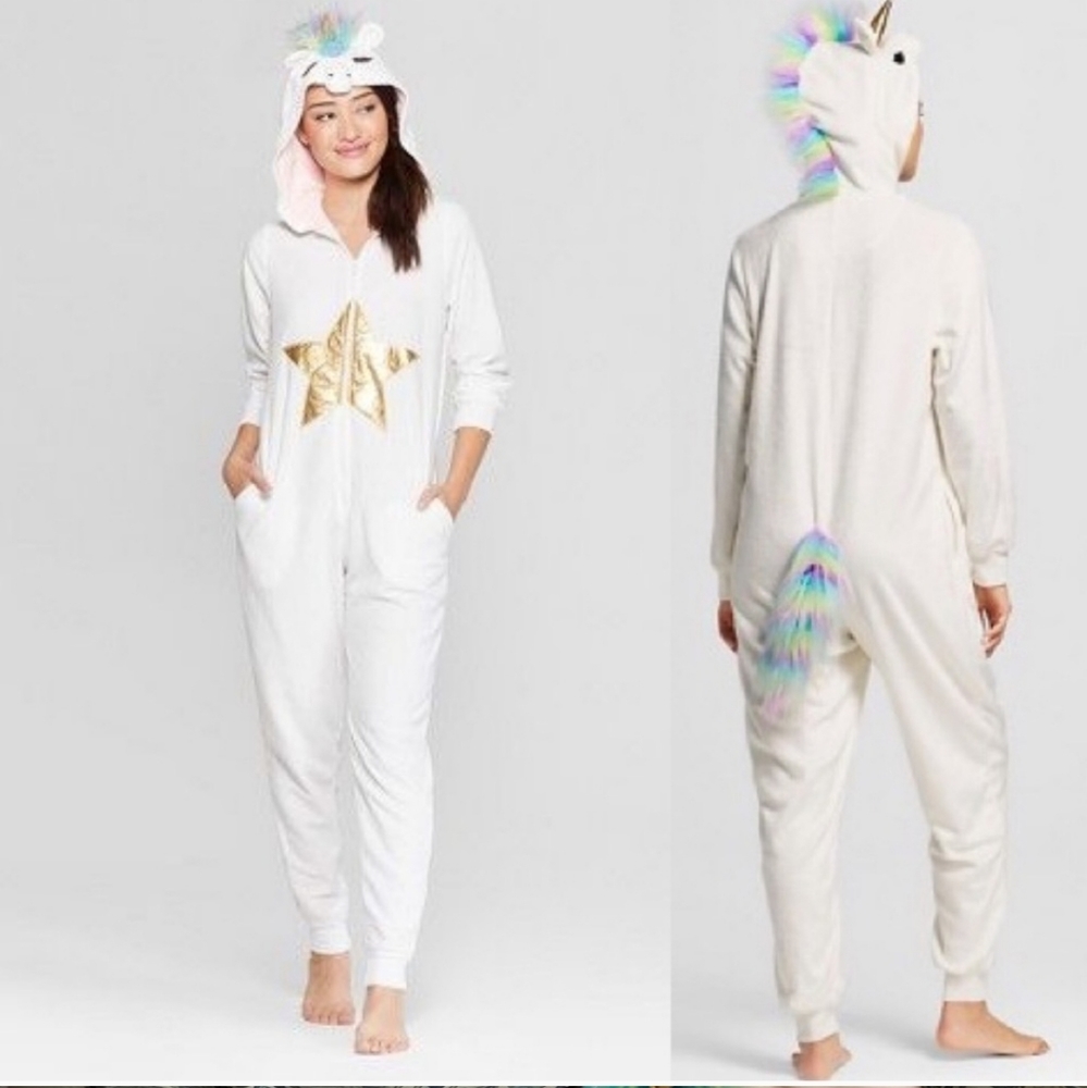 Xhilaration Plush Unicorn Pajamas or Halloween Costume Unicorn Suit with pockets